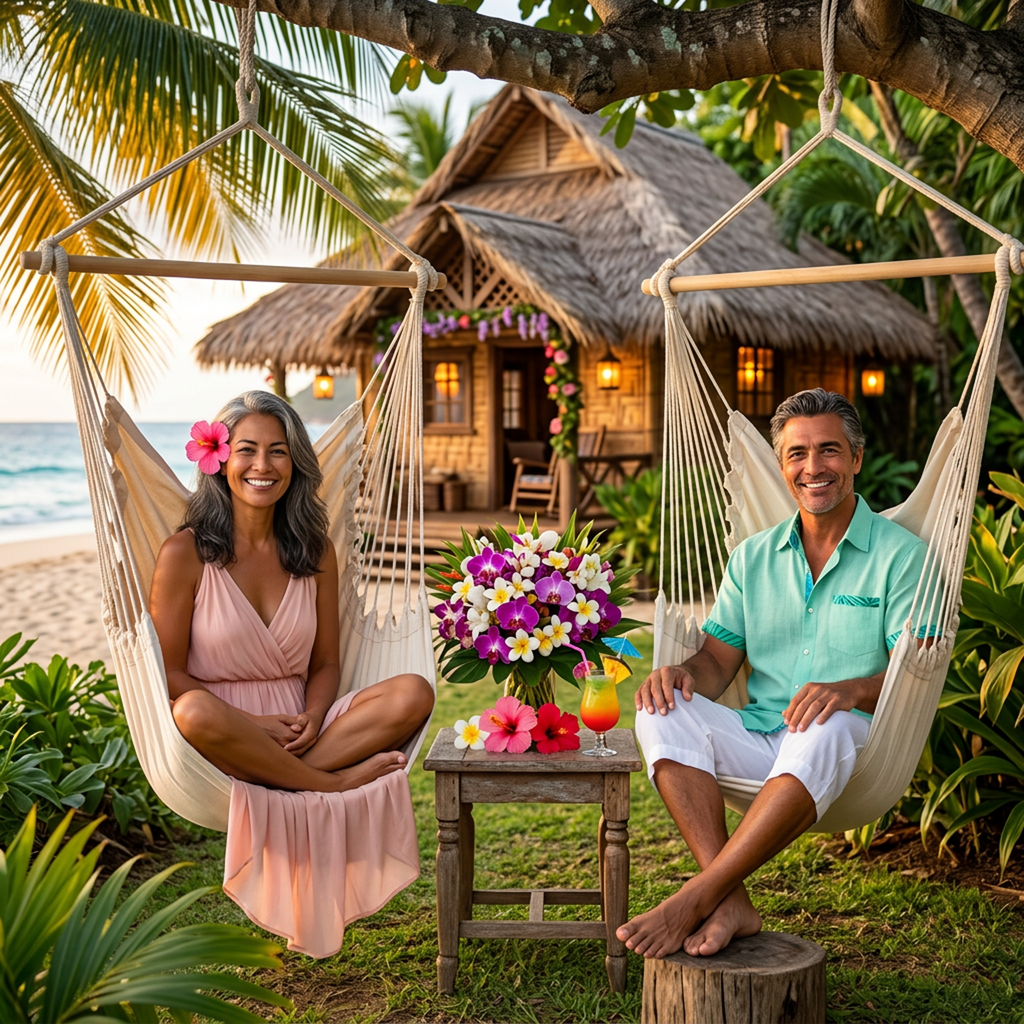 Aloha Drift Hammock Chair — Coastal Cotton Hanging Chair with Pillows