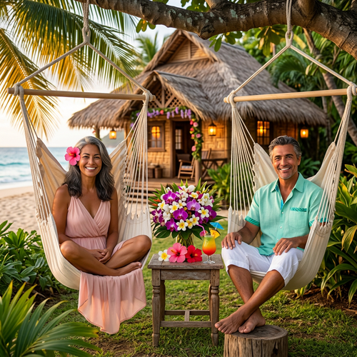 Aloha Drift Hammock Chair — Coastal Cotton Hanging Chair with Pillows