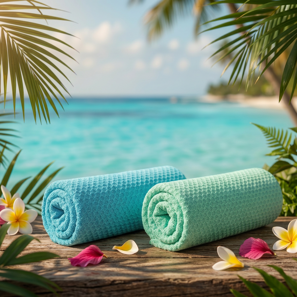 Aloha Uhane Bamboo Cool Towel | Chemical-Free UV Protection Cooling Towel with Carabiner Bottle