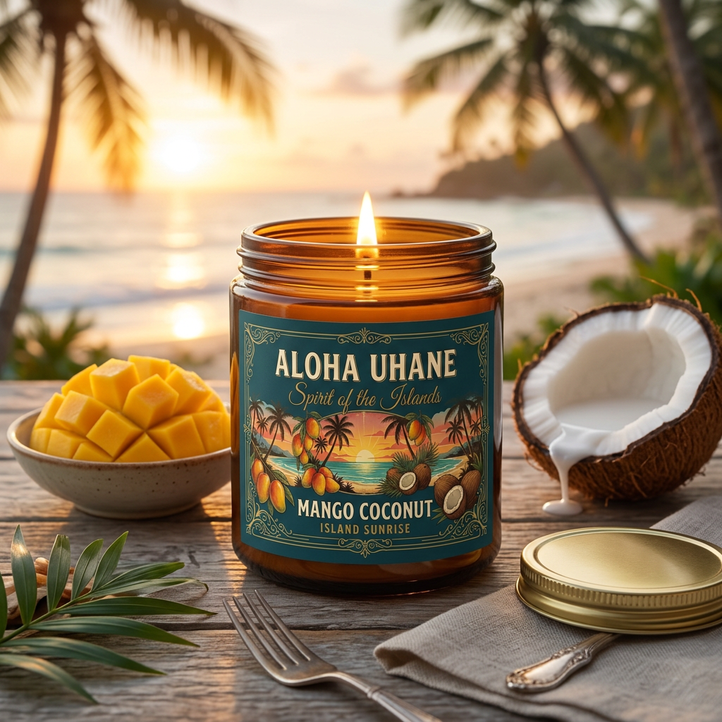 Island Sunrise - Citrus & Coconut Scented Candle — Coconut Apricot Wax (9oz)