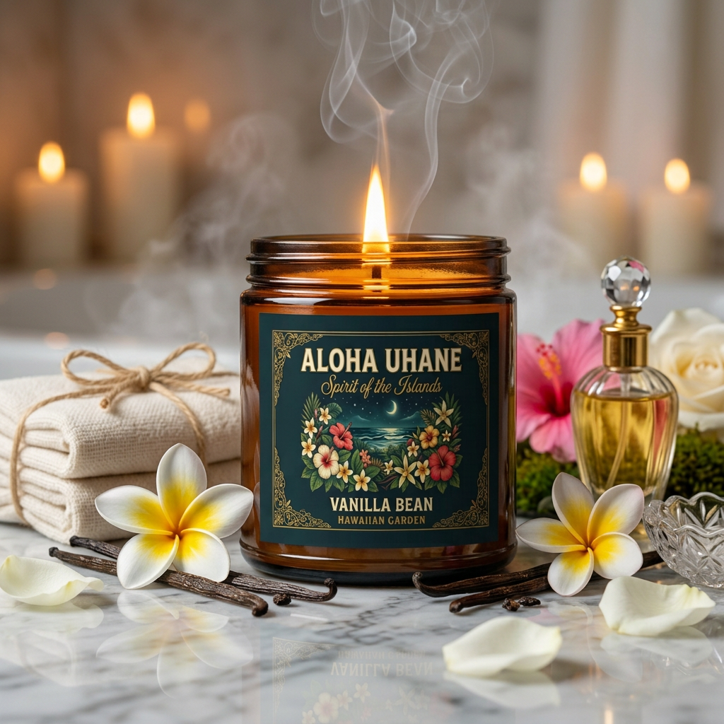 Vanilla Bean Scented Candle — Hawaiian Garden | Coconut Apricot Wax (9oz)