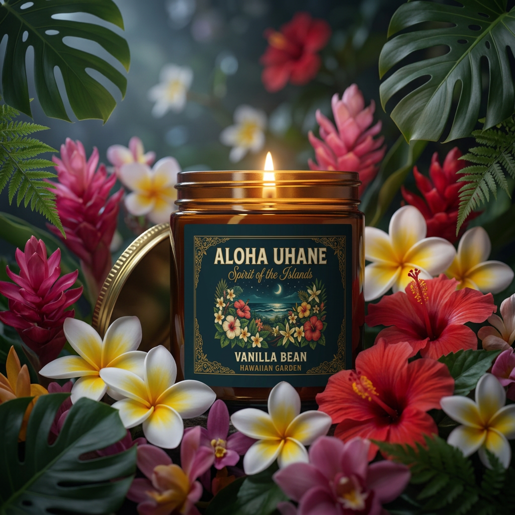 Vanilla Bean Scented Candle — Hawaiian Garden | Coconut Apricot Wax (9oz)