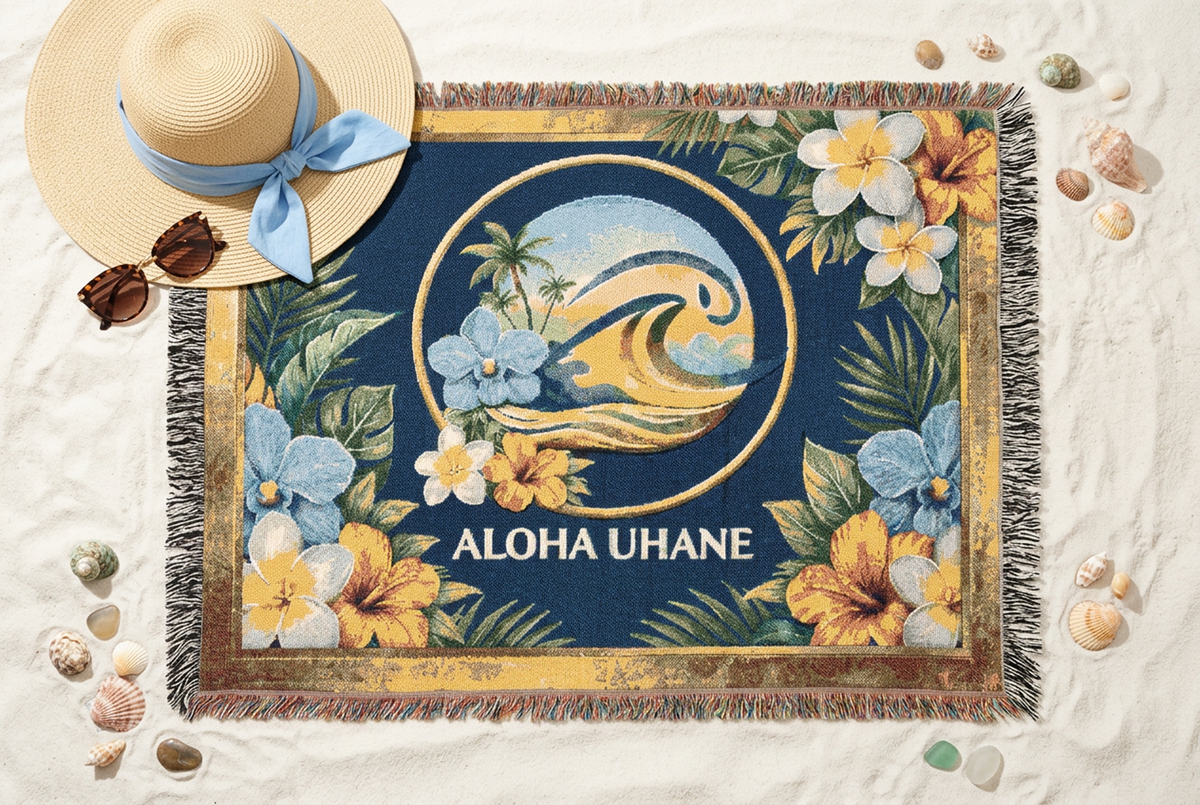 Aloha Mālie Woven Throw Blanket (80" x 60")