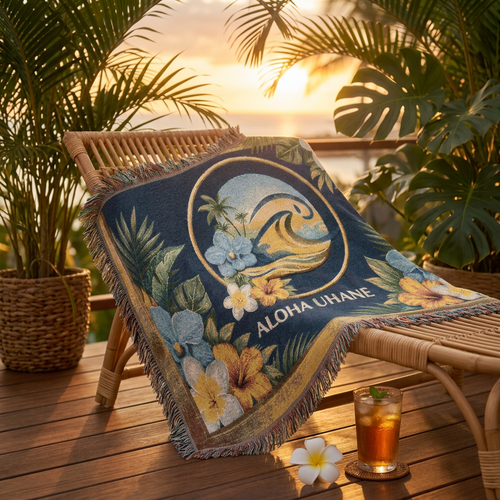 Aloha Mālie Woven Throw Blanket (80" x 60")