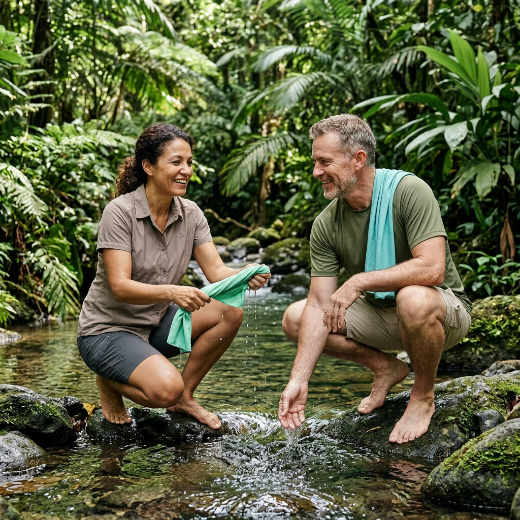 Aloha Uhane Bamboo Cool Towel | Chemical-Free UV Protection Cooling Towel with Carabiner Bottle
