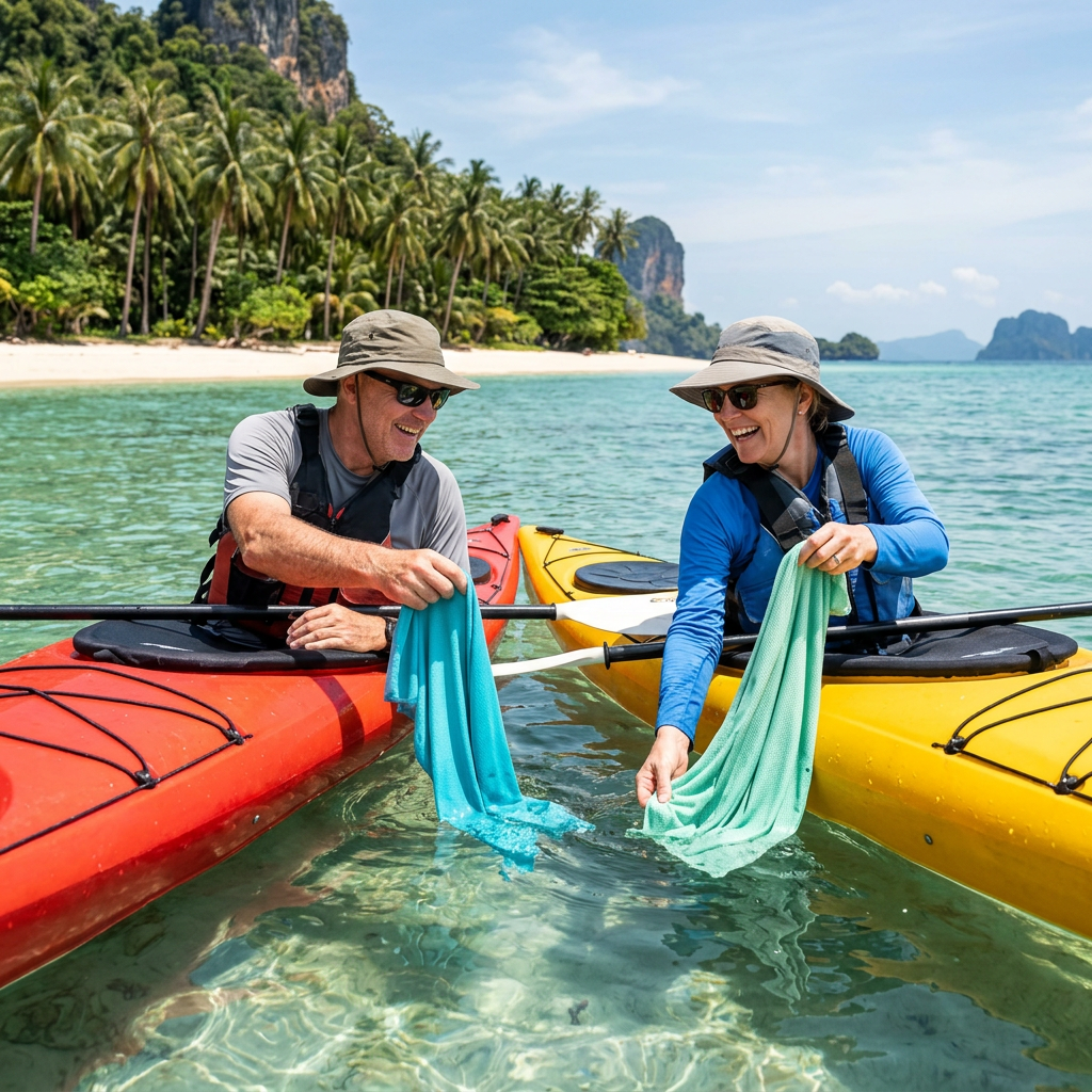 Aloha Uhane Bamboo Cool Towel | Chemical-Free UV Protection Cooling Towel with Carabiner Bottle