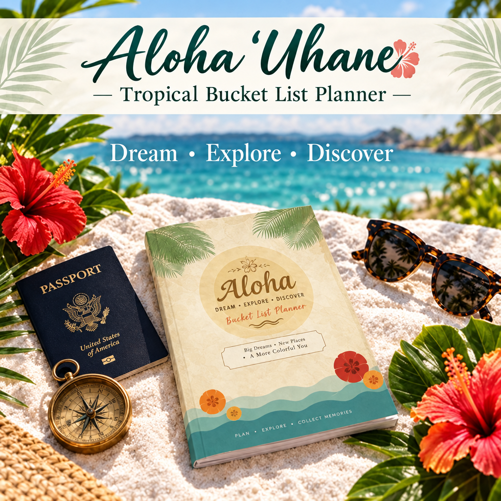 Aloha ʻUhane — Tropical Bucket List Planner Mockup