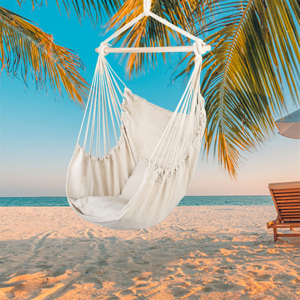 Aloha Drift Hammock Chair — Coastal Cotton Hanging Chair with Pillows