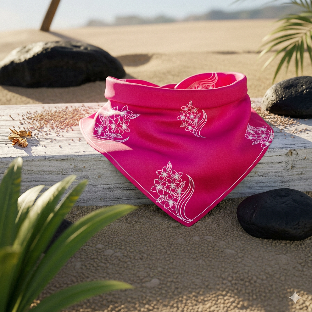 Hibiscus Pink Bandana - 1:1 Square