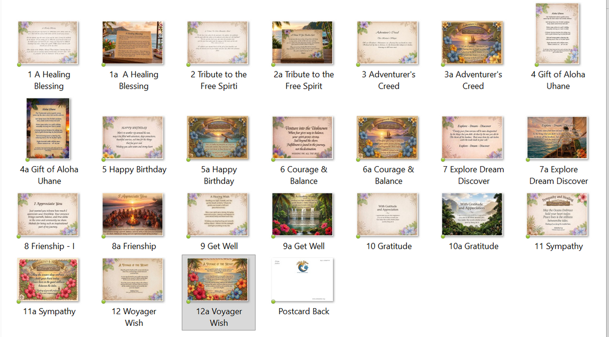 Aloha Spirit Digital Postcard Collection — 12 Themes, 24 Printable Cards